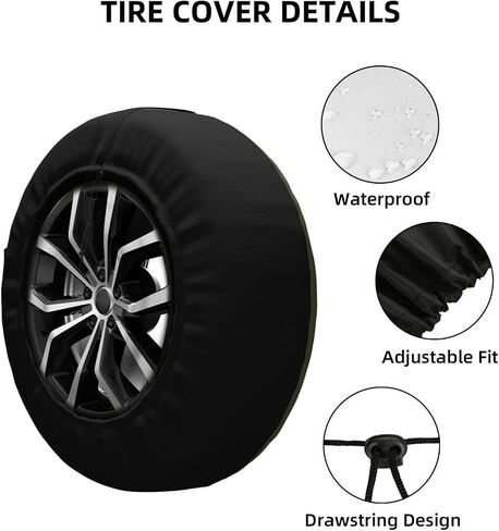 Spare Tire Cover Heavy Duty Personalized Tire Protector with Your Photo Text Logo Compatible with SUV Trailer RV Camper Custom Tire Covers, Black03, 17 in in Saudi Arabia