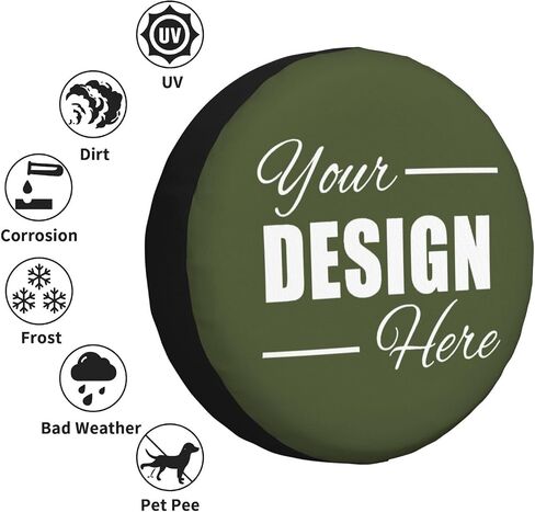 Spare Tire Cover Heavy Duty Personalized Tire Protector with Your Photo Text Logo Compatible with SUV Trailer RV Camper Custom Tire Covers, Black03, 17 in in Saudi Arabia