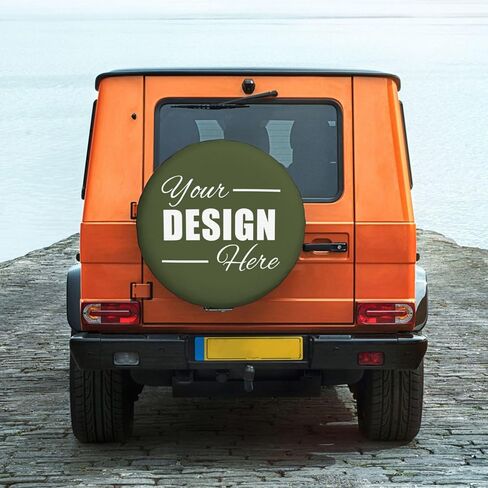 Spare Tire Cover Heavy Duty Personalized Tire Protector with Your Photo Text Logo Compatible with SUV Trailer RV Camper Custom Tire Covers, Black03, 17 in in Saudi Arabia