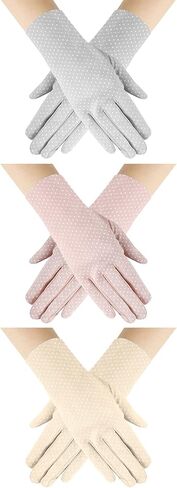 3 Pairs Sun UV Protection Gloves Anti-Slip Cotton Touchscreen Driving Summer Sunscreen Full Finger Gloves for Women in Kuwait