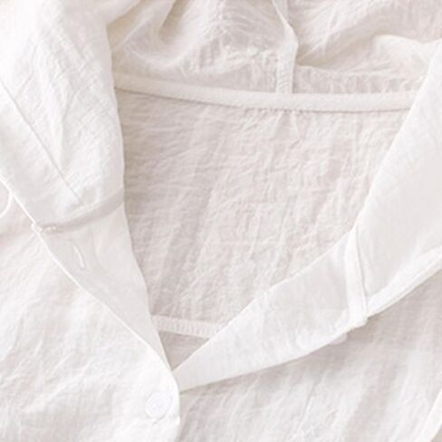 Cotton Linen Hoodies for Women Button Down Sun Protection Shirts Casual Long Sleeve Blouse Summer Vacathion Beach Top in Saudi Arabia