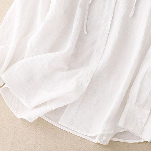 Cotton Linen Hoodies for Women Button Down Sun Protection Shirts Casual Long Sleeve Blouse Summer Vacathion Beach Top in Saudi Arabia