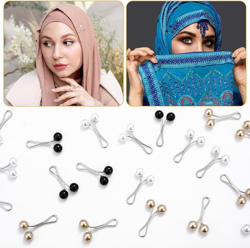 36pcs حجاب دبابيس رائعة مقاطع الحجاب متعددة الألوان المسلمة لؤلؤة وشاح تشكل شكل شال شال شال in Kuwait