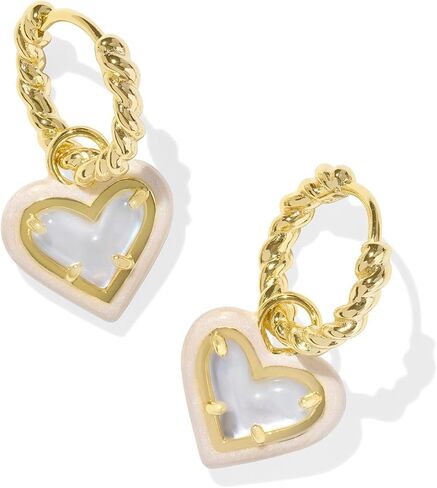 Kendra Scott Ari Heart Enamel Frame Huggie Earrings - Agate Stone - Gold-plated Brass Construction Gold Ivory Mother Of Pearl One Size One Size in Saudi Arabia