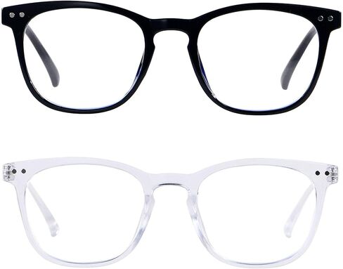 ANDWOOD Blue Light Blocking Glasses Women Men Computer Small Face Frame Bluelight Blocker Teens Round Frame 2 Pack Black Clear in Saudi Arabia