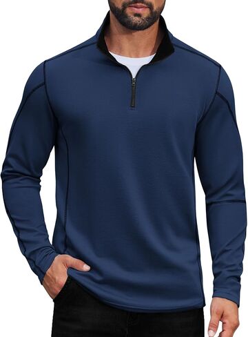 ربع ربع ربع رياضي للرجال ، قميص شيرف طويل الأكمام ، 1/4 Zip Fall Fall Active Sport Workout Sweatshirt in Saudi Arabia