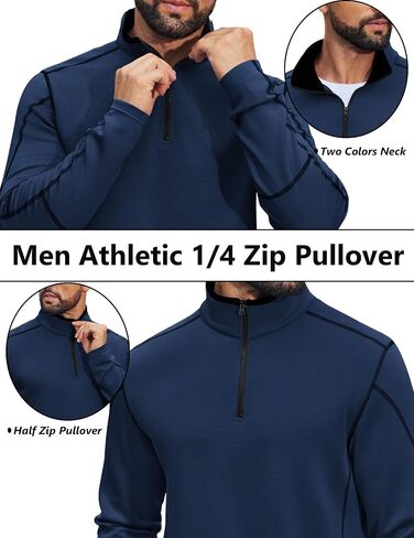 ربع ربع ربع رياضي للرجال ، قميص شيرف طويل الأكمام ، 1/4 Zip Fall Fall Active Sport Workout Sweatshirt in Saudi Arabia