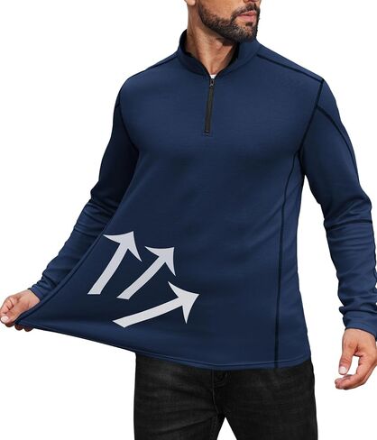 ربع ربع ربع رياضي للرجال ، قميص شيرف طويل الأكمام ، 1/4 Zip Fall Fall Active Sport Workout Sweatshirt in Saudi Arabia