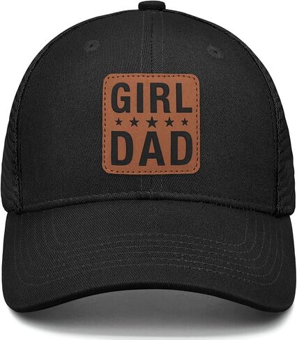 Girl Father Daddy Dad hat Gifts Fathers Day Birthday Christmas for Dad Papa from Daughter Son Black Trucker Leather Patch Hat in Saudi Arabia