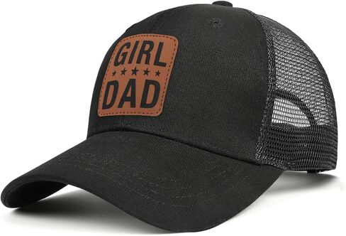 Girl Father Daddy Dad hat Gifts Fathers Day Birthday Christmas for Dad Papa from Daughter Son Black Trucker Leather Patch Hat in Saudi Arabia
