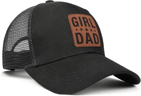 Girl Father Daddy Dad hat Gifts Fathers Day Birthday Christmas for Dad Papa from Daughter Son Black Trucker Leather Patch Hat in Saudi Arabia