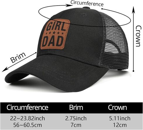 Girl Father Daddy Dad hat Gifts Fathers Day Birthday Christmas for Dad Papa from Daughter Son Black Trucker Leather Patch Hat in Saudi Arabia