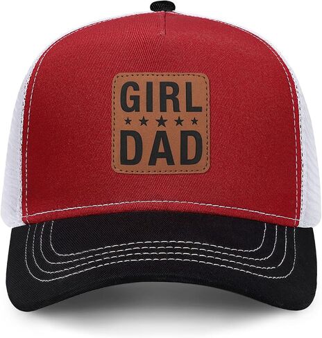 Girl Father Daddy Dad hat Gifts Fathers Day Birthday Christmas for Dad Papa from Daughter Son Black Trucker Leather Patch Hat in Saudi Arabia