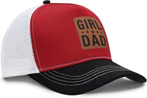 Girl Father Daddy Dad hat Gifts Fathers Day Birthday Christmas for Dad Papa from Daughter Son Black Trucker Leather Patch Hat in Saudi Arabia