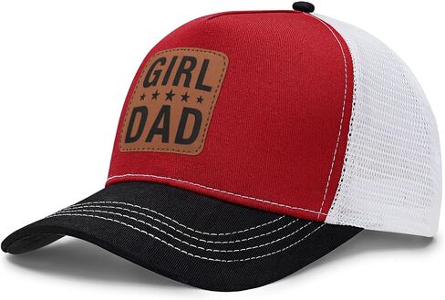 Girl Father Daddy Dad hat Gifts Fathers Day Birthday Christmas for Dad Papa from Daughter Son Black Trucker Leather Patch Hat in Saudi Arabia