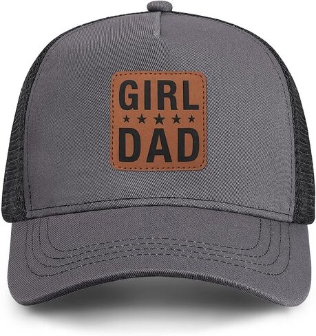 Girl Father Daddy Dad hat Gifts Fathers Day Birthday Christmas for Dad Papa from Daughter Son Black Trucker Leather Patch Hat in Saudi Arabia