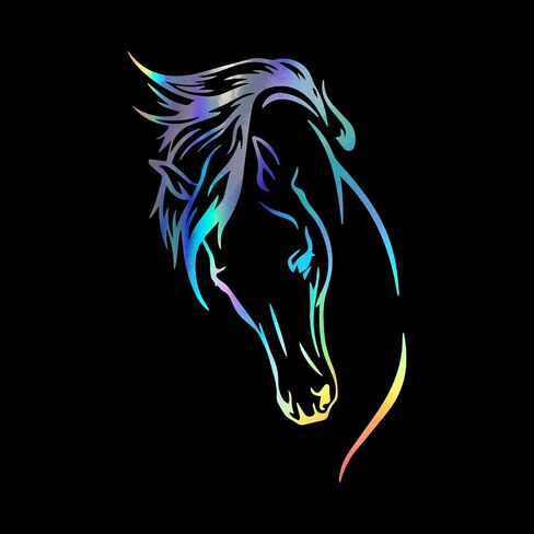 Horse Head Silhouette Decal Vinyl Sticker Auto Car Truck Wall Laptop | Holographic | 8" x 5" in Saudi Arabia