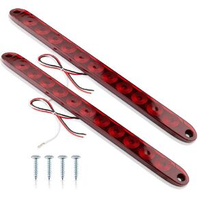 2 حزمة 16 "Red Trailer Brake Tail Light Strip 11 LED BAR Stop Stop Signal Lights Lights for Golf Cart Offroad Truck RV UTV ATV Marine Boats Brake Strip Red Light in Saudi Arabia