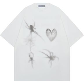 Aelfric Eden T Shirts Blurring Spider Print Tee Washed Tee Shirt Casual Soft Short Sleeve 2025 Trendy Tops in Saudi Arabia