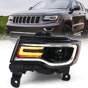FIONE HID Headlight Assembly Compatible with Jeep Grand Cherokee 2014 2015 2016 Xenon Black Housing Front Light Left Driver Side LH in Saudi Arabia
