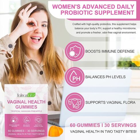 Vaginal Probiotics Gummies,Feminine Balance Gummies for Women,Womens Vaginal Health Supplement,Improve Immune,Promotion of Womens Health - 60 Gummies(2Pack) in Kuwait