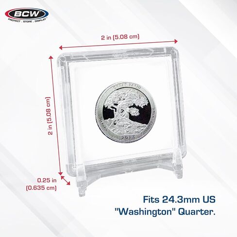 BCW 2x2 Coin Snap - 25 ct Penny Holder | Archival Safe Coin Protector | Crystal Clear Polystyrene Coin Display Case | Ideal for US Lincoln Penny | Coin Holders for Collectors in Saudi Arabia