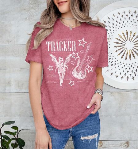 الموسيقى الريفية للسيدات Tshirt عتيقة الحفل الرسومات القمصان فرقة موسيقى الروك Tees Round Neck Short Sleeved Tops in Kuwait