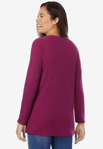 Woman Within Plus Size Embroidered Thermal Henley Tee in Kuwait