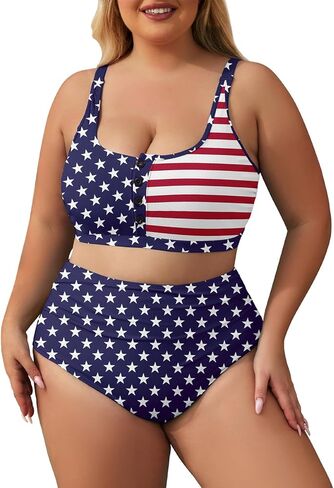 Century Star Plus Size 2 Piece Swimsuit High Waist Bikini Sets Ribbed Bathing Suit Swimwear for Women in Saudi Arabia