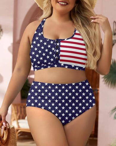 Century Star Plus Size 2 Piece Swimsuit High Waist Bikini Sets Ribbed Bathing Suit Swimwear for Women in Saudi Arabia