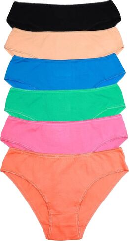 Angelina Women's Assorted Solid Color Cotton Spandex Bikini Panties (6-Pack) in Saudi Arabia