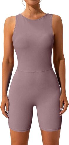 Mokoru One Piece Jumpsuits for Women Sexy Sleeveless Backless Scrunch Butt Workout Romper Tummy Control Shorts Bodysuit in Saudi Arabia