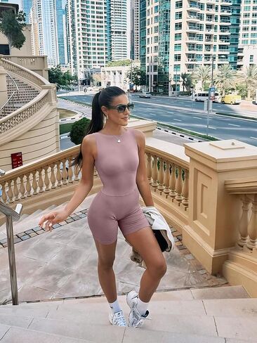 Mokoru One Piece Jumpsuits for Women Sexy Sleeveless Backless Scrunch Butt Workout Romper Tummy Control Shorts Bodysuit in Saudi Arabia