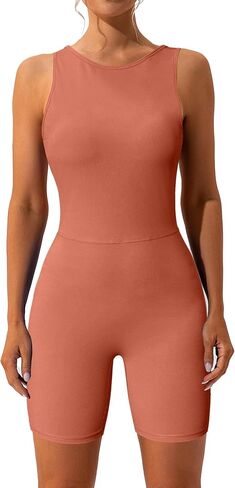 Mokoru One Piece Jumpsuits for Women Sexy Sleeveless Backless Scrunch Butt Workout Romper Tummy Control Shorts Bodysuit in Saudi Arabia