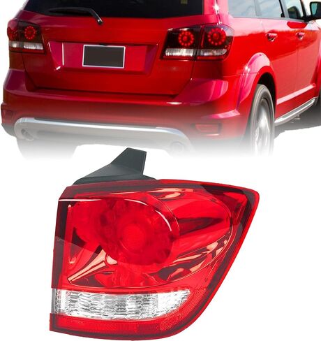 PartsFlow Outer LED Tail Light Assembly Right Passenger Side RH Compatible With 2011-2019 Dodge Journey Rear Brake Light Tail Lamp Red Clear Lens CH2805105 in Saudi Arabia