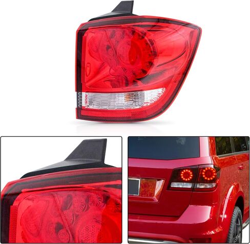 PartsFlow Outer LED Tail Light Assembly Right Passenger Side RH Compatible With 2011-2019 Dodge Journey Rear Brake Light Tail Lamp Red Clear Lens CH2805105 in Saudi Arabia