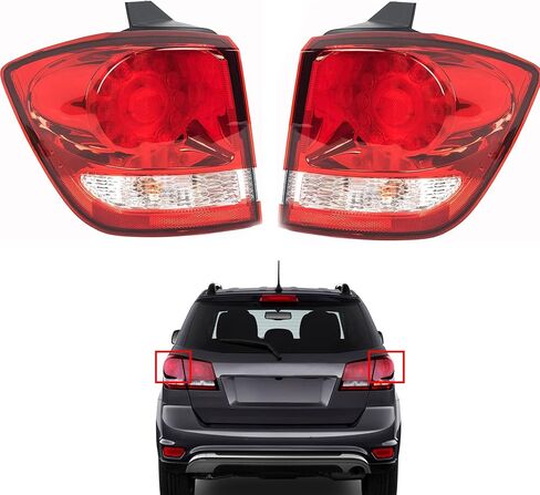 PartsFlow Outer LED Tail Light Assembly Right Passenger Side RH Compatible With 2011-2019 Dodge Journey Rear Brake Light Tail Lamp Red Clear Lens CH2805105 in Saudi Arabia