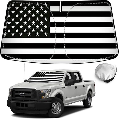 Bestview Windshield Sun Shade American Flag Custom Fit for 2015-2020 Ford F150, Foldable Front Window Sunshade Sun Visor Accessories Protector Block UV Rays Heat in Saudi Arabia