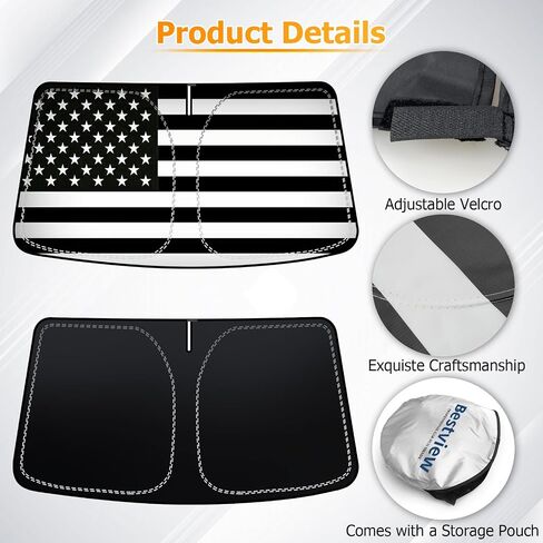 Bestview Windshield Sun Shade American Flag Custom Fit for 2015-2020 Ford F150, Foldable Front Window Sunshade Sun Visor Accessories Protector Block UV Rays Heat in Saudi Arabia