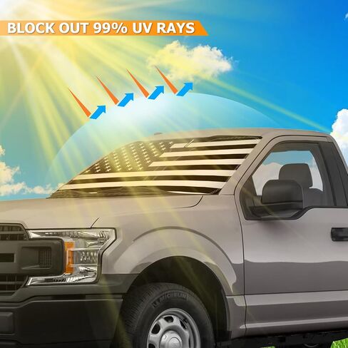 Bestview Windshield Sun Shade American Flag Custom Fit for 2015-2020 Ford F150, Foldable Front Window Sunshade Sun Visor Accessories Protector Block UV Rays Heat in Saudi Arabia