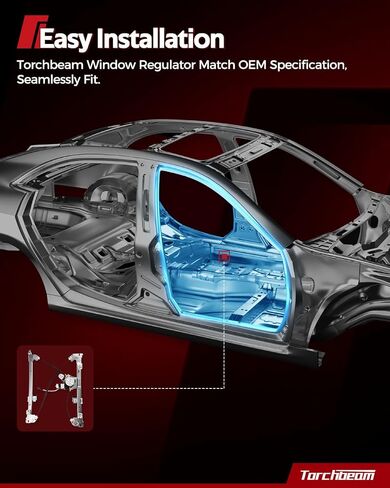 Torchbeam 741-348 مجموعة منظم نافذة الطاقة مع محرك متوافق مع 2005-2021 Frontier ؛ 2005-2015 Xterra741-348 ، 807219BF0A ، 80721EA000 ، 80721ZL90A ، 80731-AE005 in Kuwait