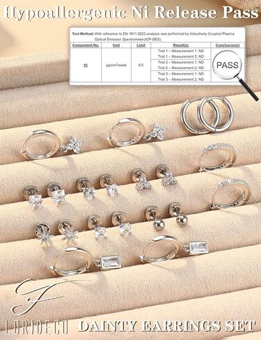 Florideco 20G Hypoallergenic Flat Back Earrings for Women Surgical Stainless Steel Cartilage Earring Sets Small Hoops Studs Trendy Earring Stack Set for Multiple Piercing in Kuwait