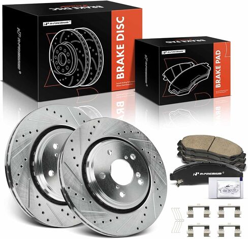 A-Premium 12.60 inch (320mm) Front Drilled and Slotted Disc Brake Rotors + Ceramic Pads Kit Compatible with Select Honda and Acura Models - Pilot 2016-2022, MDX 2017-2020, Ridgeline, 6-PC Set in Saudi Arabia