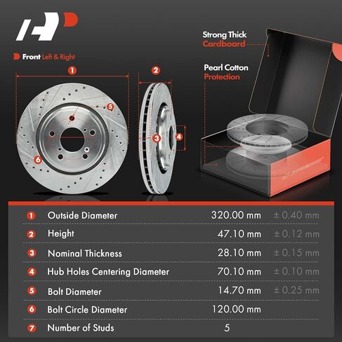 A-Premium 12.60 inch (320mm) Front Drilled and Slotted Disc Brake Rotors + Ceramic Pads Kit Compatible with Select Honda and Acura Models - Pilot 2016-2022, MDX 2017-2020, Ridgeline, 6-PC Set in Saudi Arabia