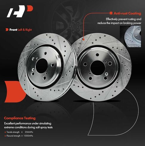 A-Premium 12.60 inch (320mm) Front Drilled and Slotted Disc Brake Rotors + Ceramic Pads Kit Compatible with Select Honda and Acura Models - Pilot 2016-2022, MDX 2017-2020, Ridgeline, 6-PC Set in Saudi Arabia
