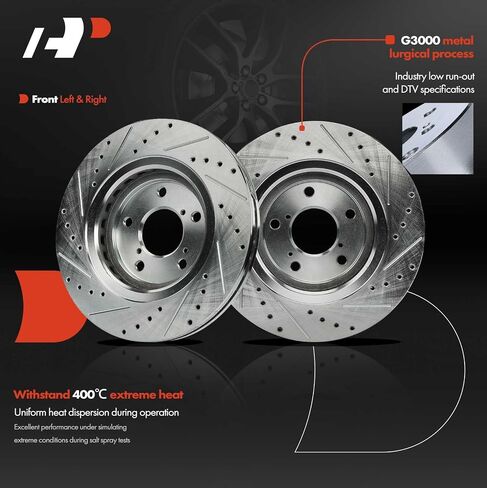 A-Premium 12.60 inch (320mm) Front Drilled and Slotted Disc Brake Rotors + Ceramic Pads Kit Compatible with Select Honda and Acura Models - Pilot 2016-2022, MDX 2017-2020, Ridgeline, 6-PC Set in Saudi Arabia