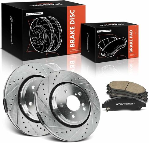 A-Premium 12.60 inch (320mm) Front Drilled and Slotted Disc Brake Rotors + Ceramic Pads Kit Compatible with Select Honda and Acura Models - Pilot 2016-2022, MDX 2017-2020, Ridgeline, 6-PC Set in Saudi Arabia