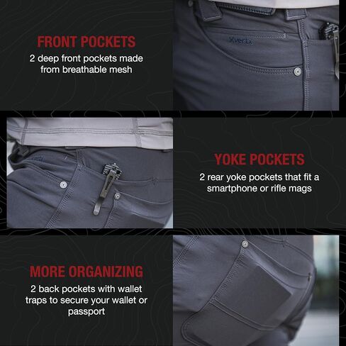 Vertx Men's Trailslacker Pant ، CCW Tactical Outdoor Gear ، 11 Pockets ، Moisture-wicking in Kuwait
