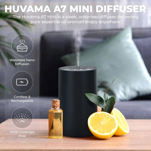 Waterless Essential Oil Diffuser – Aromatherapy Scent Diffusers for Home, Office, Hotel, Bedroom – Modern and Elegant Mini Fragrance Diffuser – Cordless and Portable with Digital Display(Grey) in Saudi Arabia