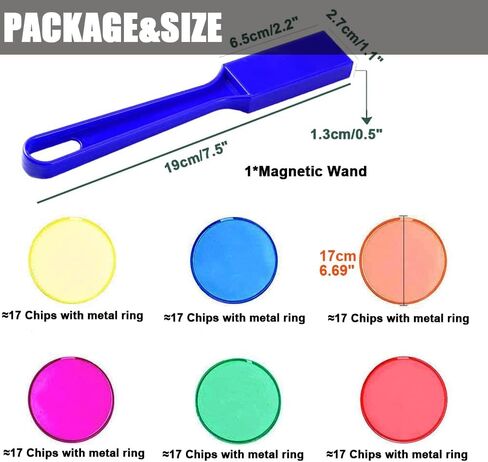 Bingo Chips Set-Magnetic Wand & 100 Counting Chips-6 Colors Transparent Plastic Markers for Family School Learning Game Zoom Bingo and Pokeno Nights in Saudi Arabia